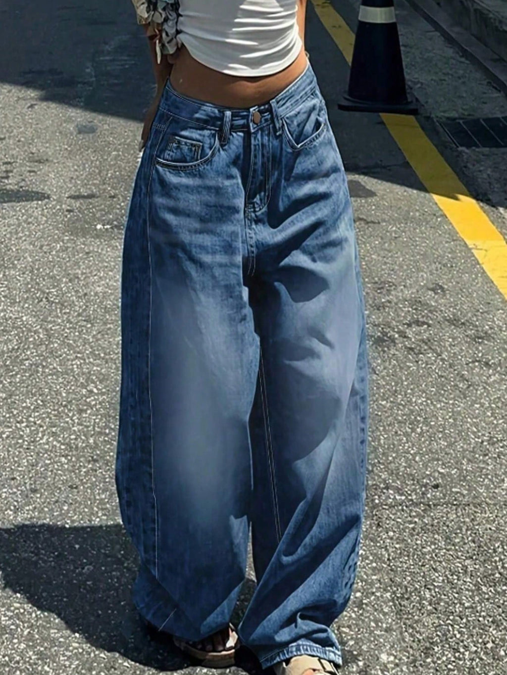 Fashion Straight Leg Wide Leg Casual Jeans