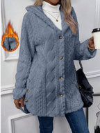 Women's Warm Diamond Pattern Hooded Jacket