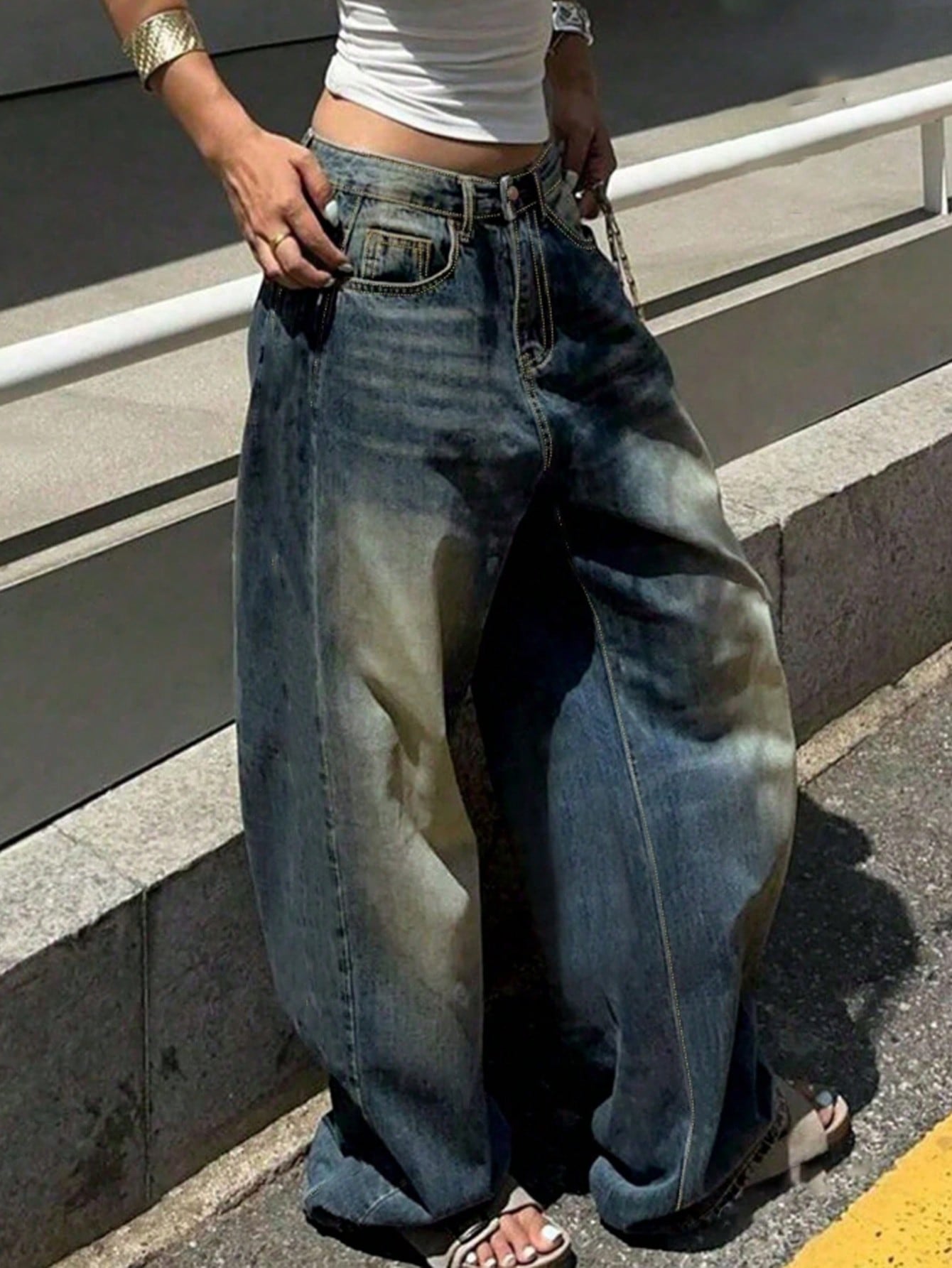 Fashion Straight Leg Wide Leg Casual Jeans
