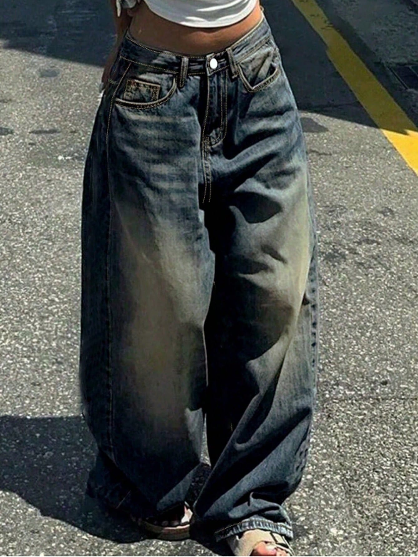 Fashion Straight Leg Wide Leg Casual Jeans