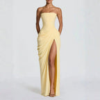 Strapless Ruched Draped Maxi Dress – Flattering Fit for All Sizes