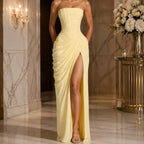 Strapless Ruched Draped Maxi Dress – Flattering Fit for All Sizes