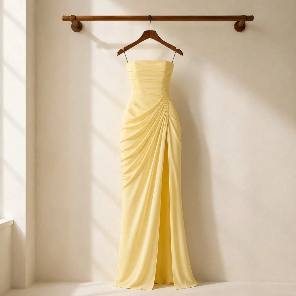 Strapless Ruched Draped Maxi Dress – Flattering Fit for All Sizes