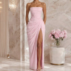 Strapless Ruched Draped Maxi Dress – Flattering Fit for All Sizes
