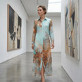 Women's Elegant Retro Print Maxi Dress