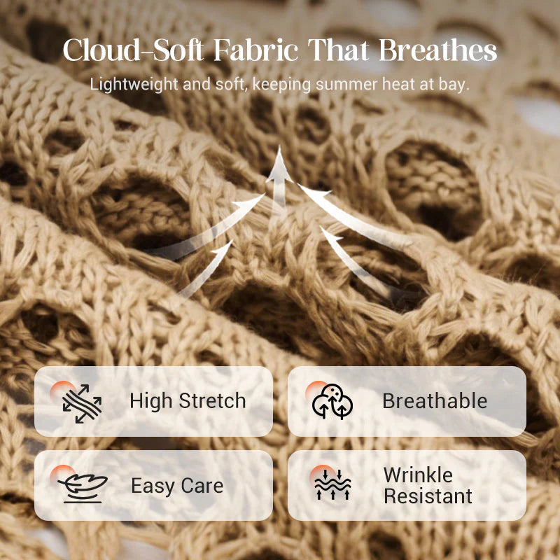 ❤️Womens Bohemian-Inspired Beige Crochet Top With V-Neck