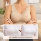 🏆 Last Day Buy One Get One Free 💐 🎁Lace Wireless Pure Cotton Buttonless Comfy Lifting Bra