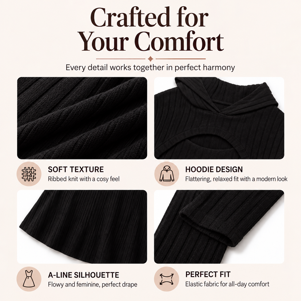 Two-piece ribbed knit outfit for women