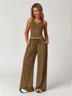 Women's Flare Leg Activewear Set – Tank Top & High Waist Pants