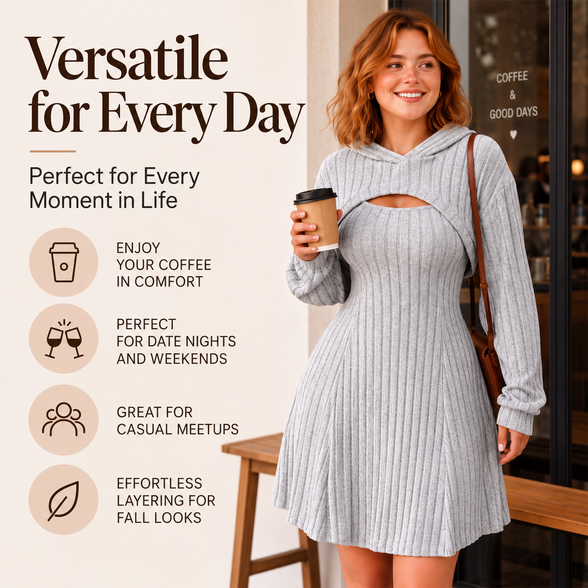 Two-piece ribbed knit outfit for women