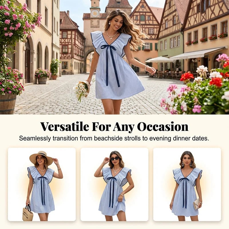 🎁New Arrivals 49% OFF💥Women's V Neck Babydoll Mini Dress
