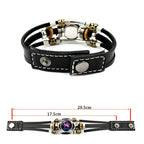 💥Last-day sale – 50% off ☪️Glow-in-the-dark leather zodiac sign bracelet for men and women (6.9/8.1 inches)♑️
