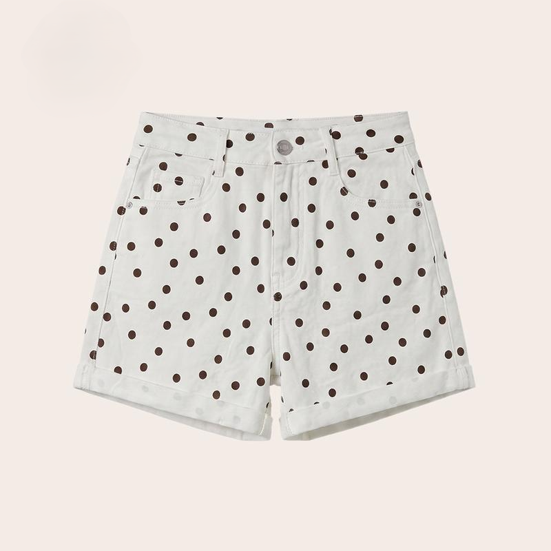 High Waisted Stretch Denim Shorts with Turn-Up Hem