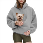 Women’s Pet Pouch Hoodie – Cozy Oversized Sweatshirt with Small Dog & Cat Carrier Pocket