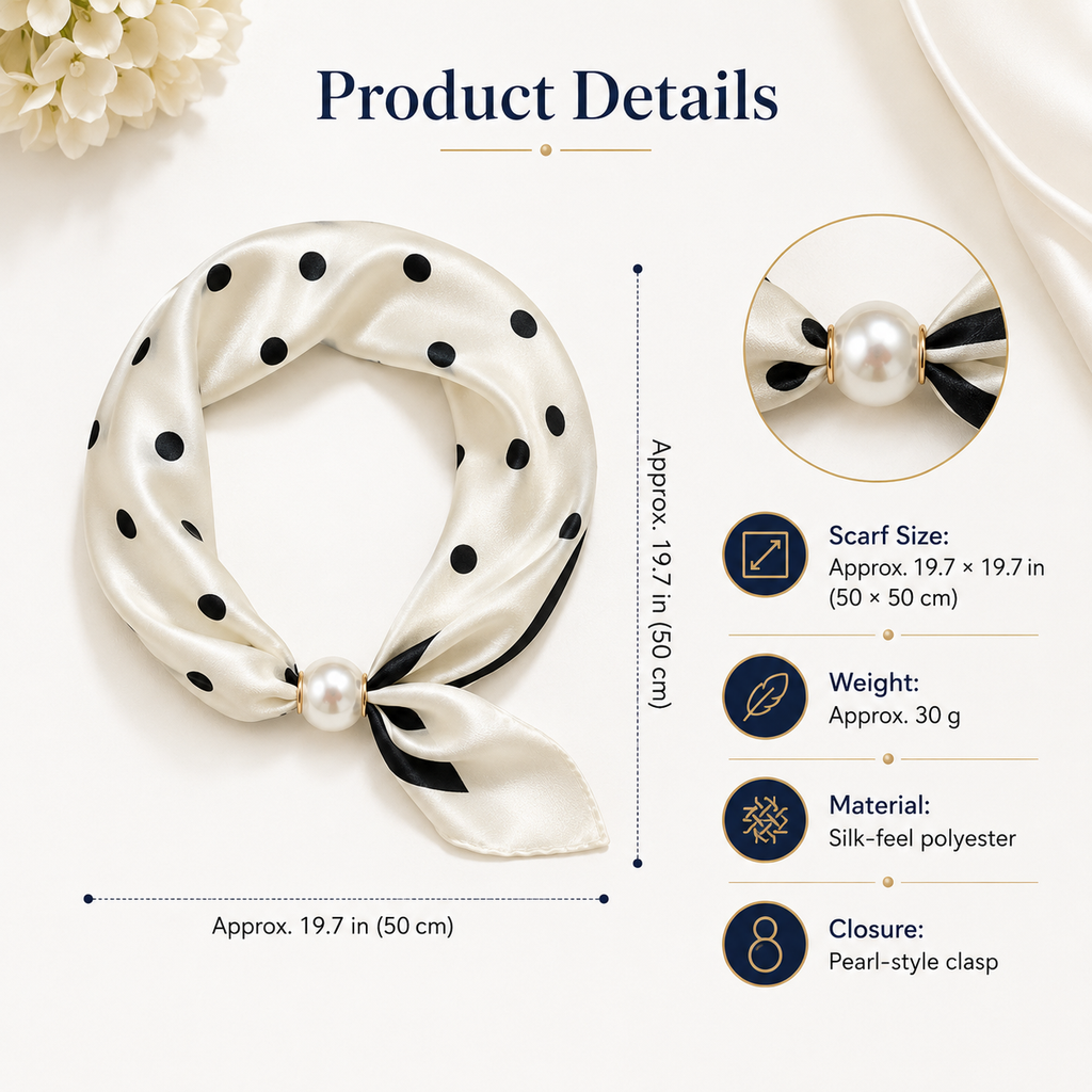 Buy 1 get 1 free🔥HOT SALE🔥 Pearl Buckle Closure Printed Scarf