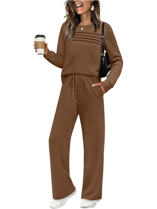 🔥LAST DAY SALE 60% OFF👍✨Women's Crew Neck Top & Drawstring Pants Set