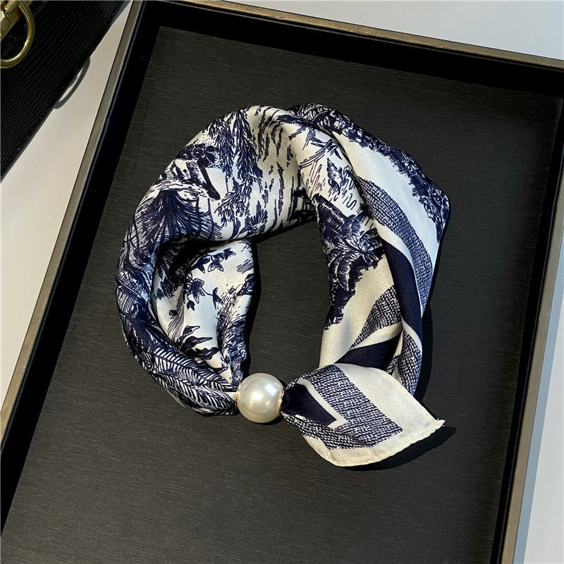 Buy 1 get 1 free🔥HOT SALE🔥 Pearl Buckle Closure Printed Scarf
