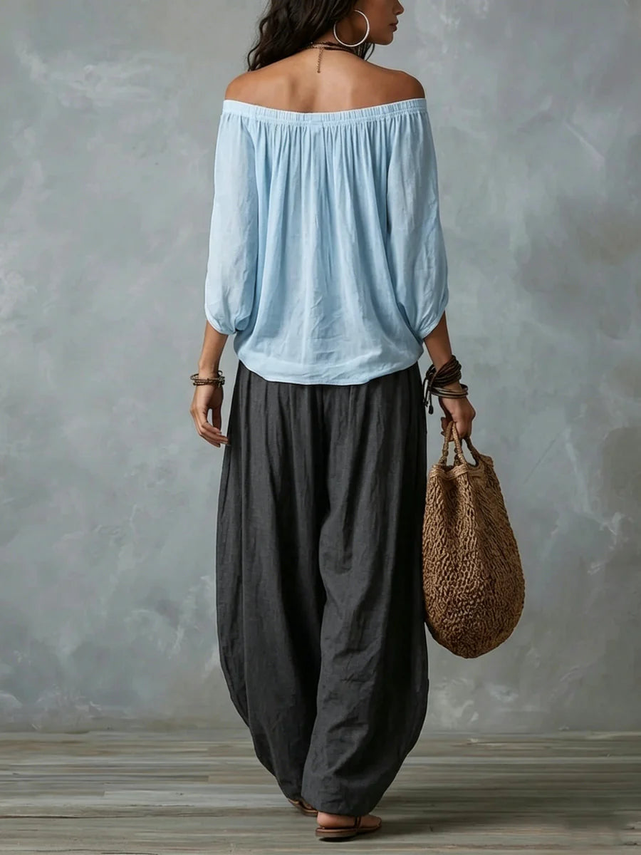 Relaxed and elegant asymmetrical suit