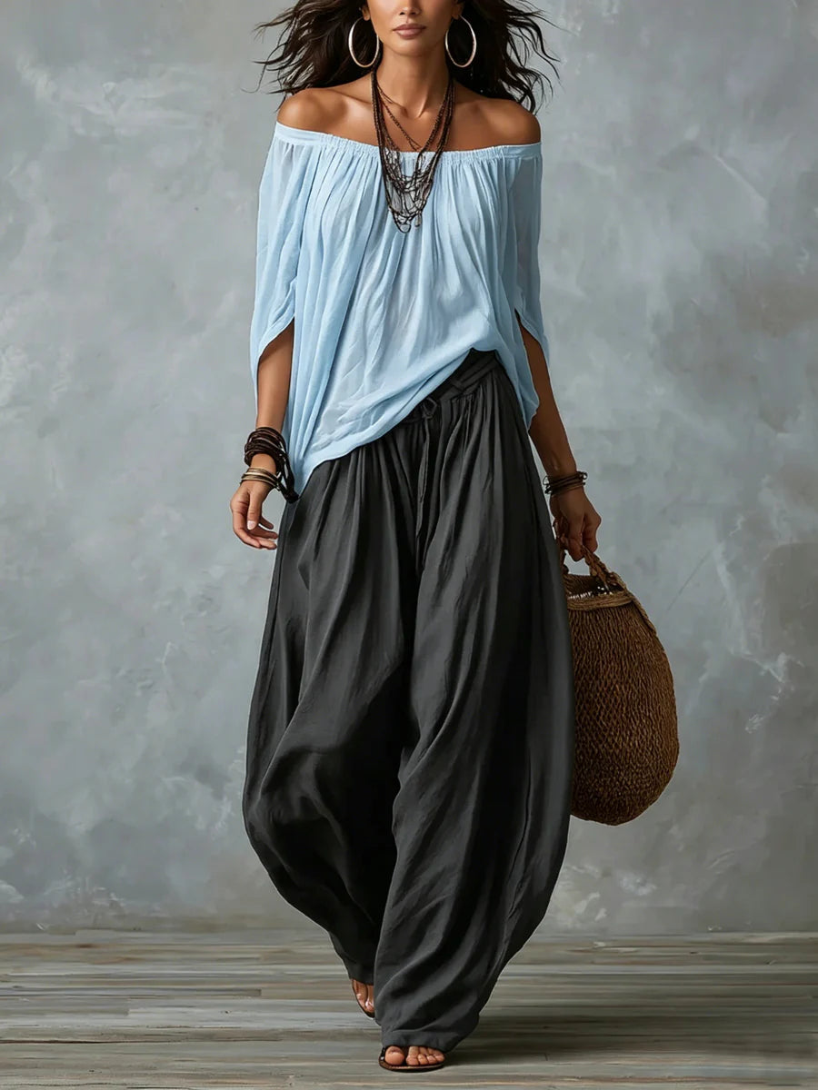 Relaxed and elegant asymmetrical suit