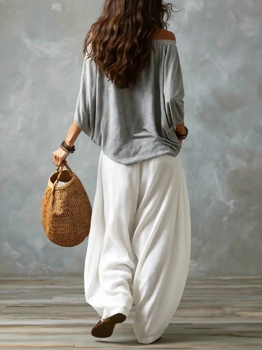 Relaxed and elegant asymmetrical suit