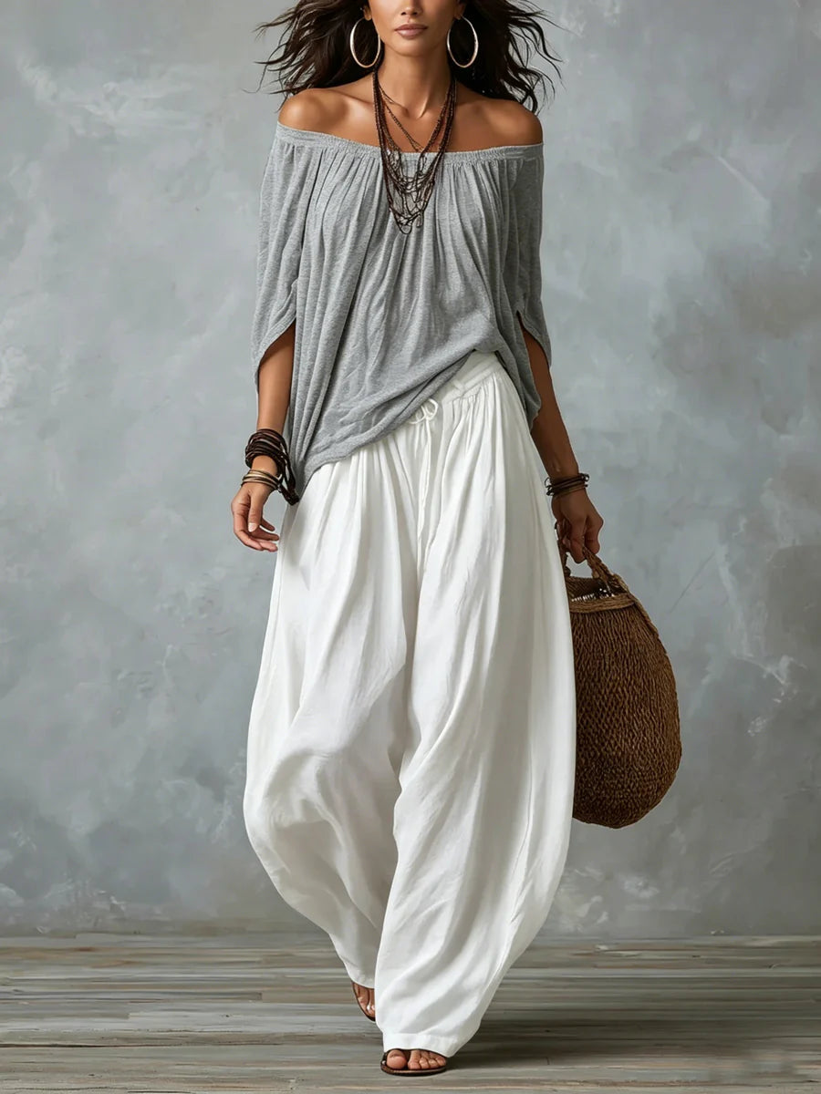 Relaxed and elegant asymmetrical suit