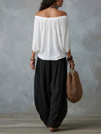 Relaxed and elegant asymmetrical suit