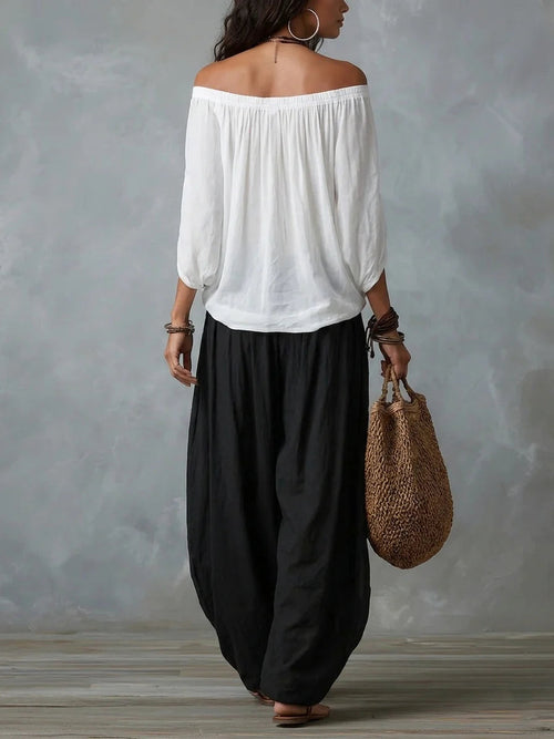 Relaxed and elegant asymmetrical suit