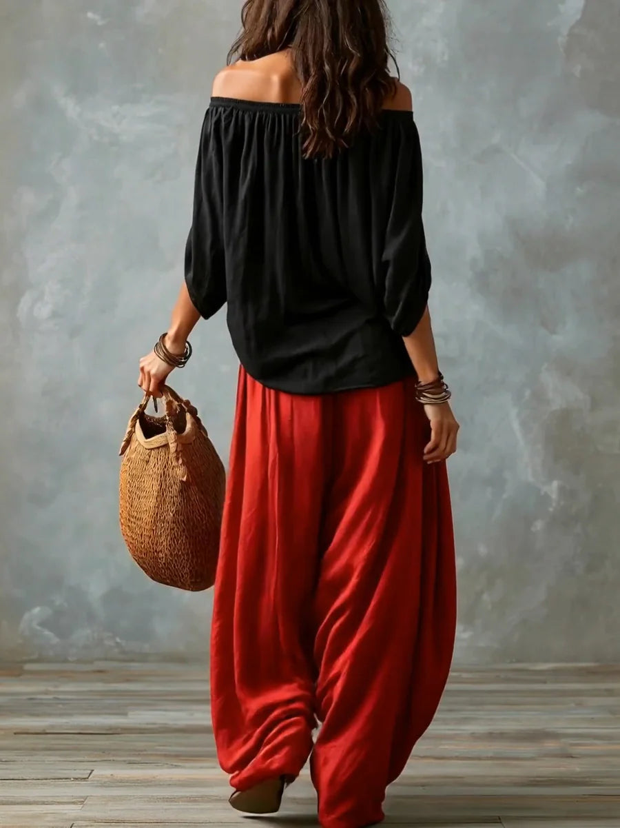 Relaxed and elegant asymmetrical suit