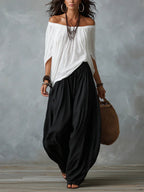 Relaxed and elegant asymmetrical suit
