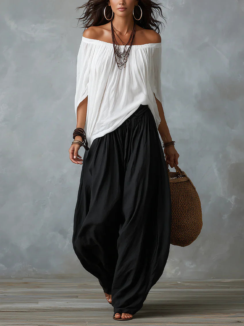 Relaxed and elegant asymmetrical suit