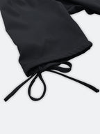 Black Ruched Drawstring Mini Shirt Dress