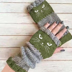 🔥❄️Women’s Knitted Fingerless Gloves with Cute Cat – Cozy, Stylish & Practical Winter Hand Warmers 🐾