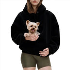 Women’s Pet Pouch Hoodie – Cozy Oversized Sweatshirt with Small Dog & Cat Carrier Pocket
