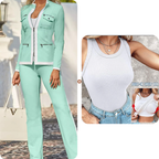 Women's 2-Piece Color-Block Tracksuit Set