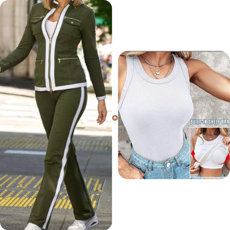 Women's 2-Piece Color-Block Tracksuit Set