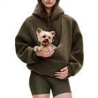 Women’s Pet Pouch Hoodie – Cozy Oversized Sweatshirt with Small Dog & Cat Carrier Pocket