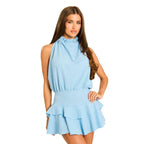 Textured Halterneck Playsuit with Flippy Hem
