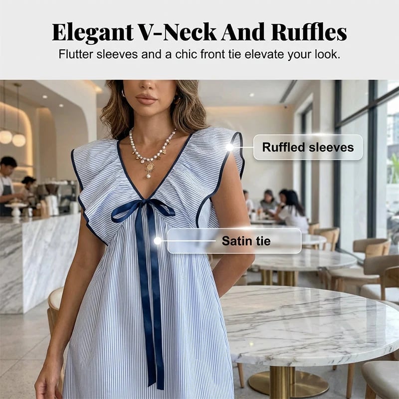 🎁New Arrivals 49% OFF💥Women's V Neck Babydoll Mini Dress