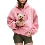 Women’s Pet Pouch Hoodie – Cozy Oversized Sweatshirt with Small Dog & Cat Carrier Pocket