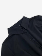 Black Ruched Drawstring Mini Shirt Dress