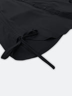 Black Ruched Drawstring Mini Shirt Dress