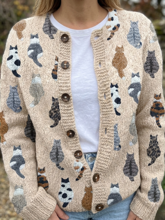 Embroidered cat cardigan - S