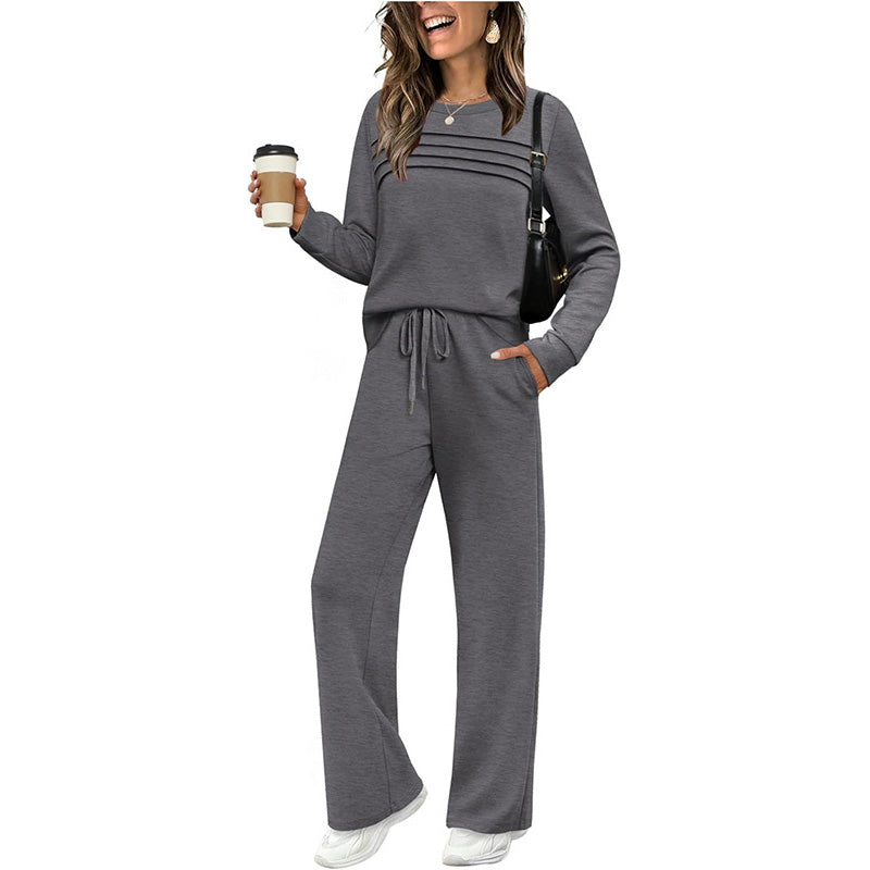 🔥LAST DAY SALE 60% OFF👍✨Women's Crew Neck Top & Drawstring Pants Set