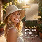 Women's sun hat with bow and wide brim – foldable, 360° protection