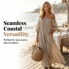 🌸 50% OFF NOW! 🌸Women's Off-Shoulder Maxi Dress Lantern Sleeve Dress