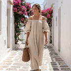 🌸 50% OFF NOW! 🌸Women's Off-Shoulder Maxi Dress Lantern Sleeve Dress