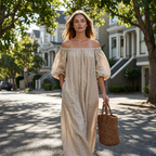 🌸 50% OFF NOW! 🌸Women's Off-Shoulder Maxi Dress Lantern Sleeve Dress