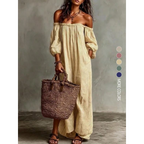 🌸 50% OFF NOW! 🌸Women's Off-Shoulder Maxi Dress Lantern Sleeve Dress
