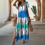 🌺Summer Hot Sale💐Women’s Causal V-Neck Gradient Dress