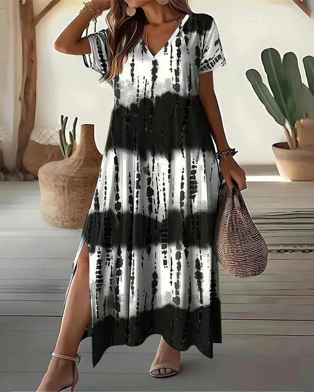 🌺Summer Hot Sale💐Women’s Causal V-Neck Gradient Dress